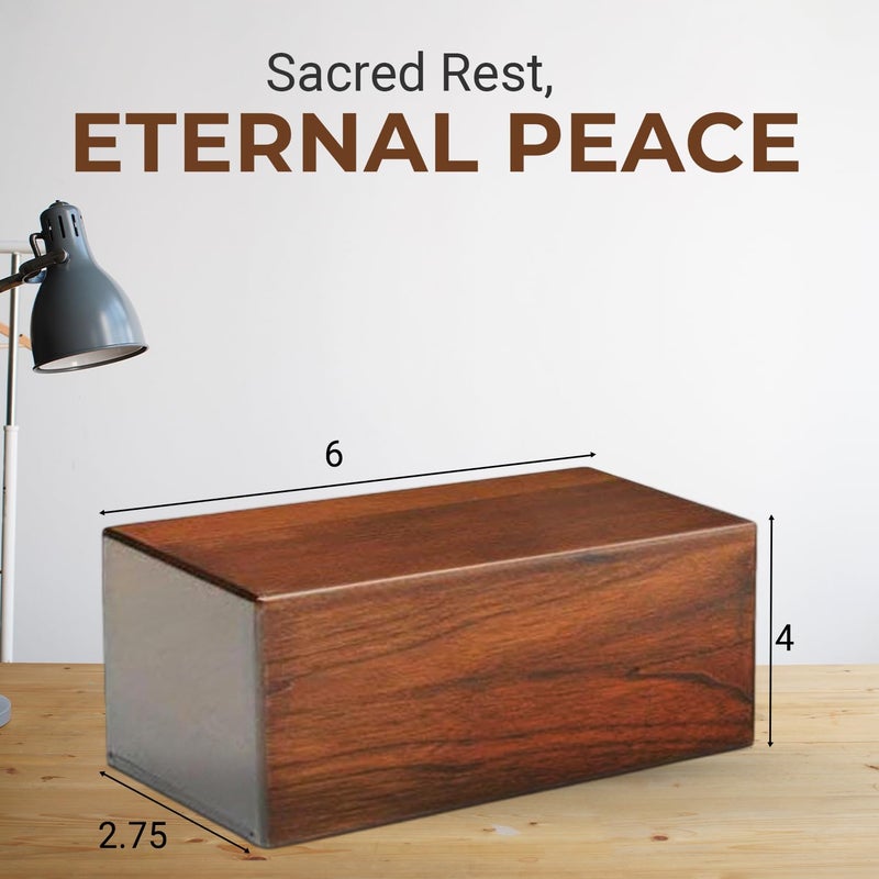 S.B.ARTS Wooden Urn for Human Ashes, Decorative and Pet Memorial Urn - Keepsake Burial Ash Box - Small (Style1, 6 X 4 X 2.75 inch) - Image 3